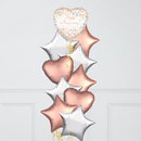 Rose Gold Happy Anniversary Heart Inflated Foil Balloon Bunch