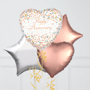 Rose Gold Happy Anniversary Heart Inflated Foil Balloon Bunch