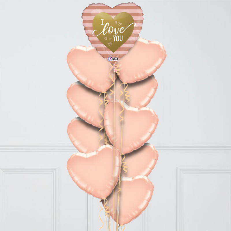 Rose Gold Hearts Valentine's Day Inflated Foil Balloons