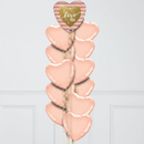 Rose Gold Hearts Valentine's Day Inflated Foil Balloons