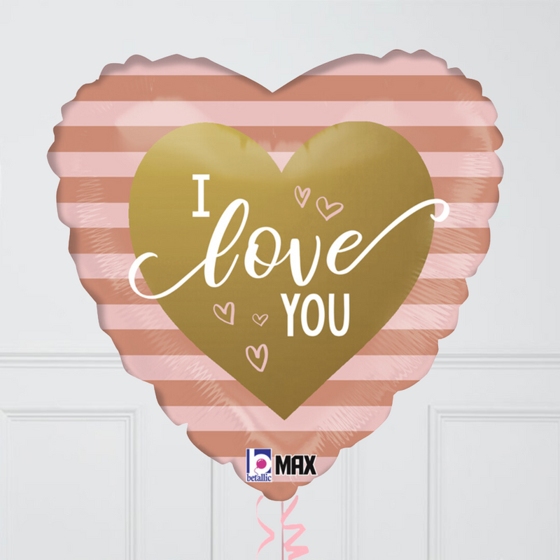 Rose Gold Hearts Valentine's Day Inflated Foil Balloons