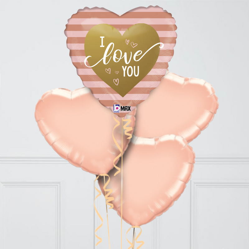 Rose Gold Hearts Valentine's Day Inflated Foil Balloons