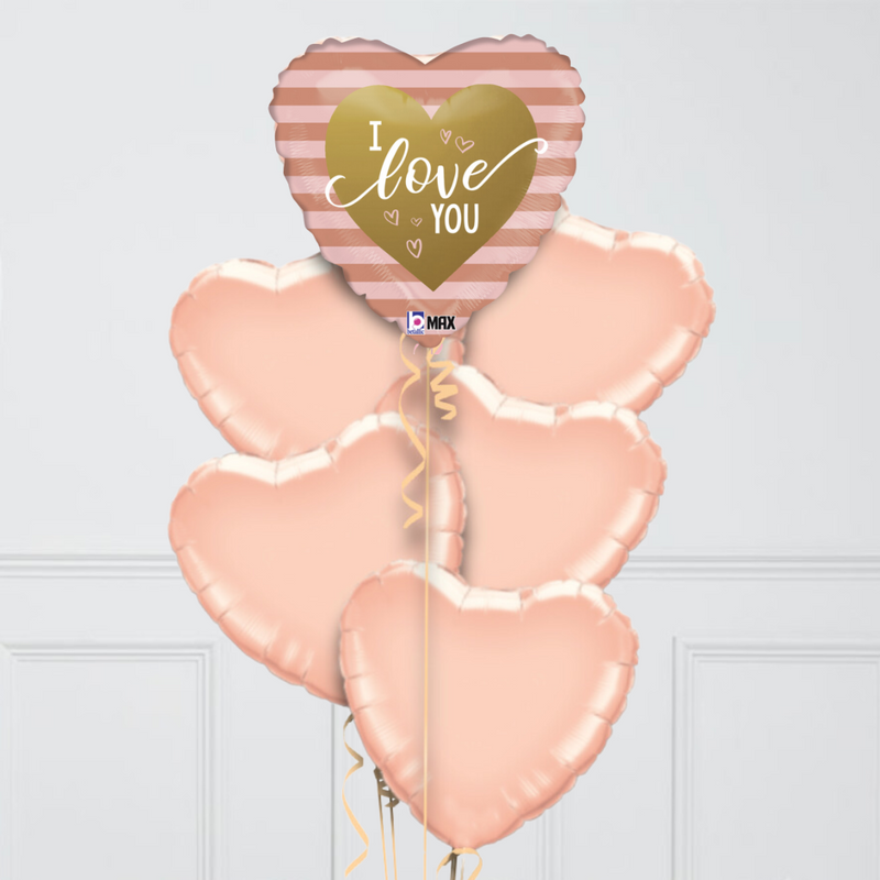 Rose Gold Hearts Valentine's Day Inflated Foil Balloons