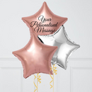 Rose Gold Personalised Star Inflated Foil Balloon Bunch