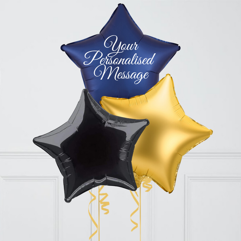 Royal Blue Personalised Star Inflated Foil Balloon Bunch