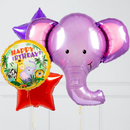 Safari Rainbow Elephant Birthday Inflated Balloon Package