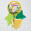 Safari Tropical Happy Birthday Inflated Foil Balloon Bunch