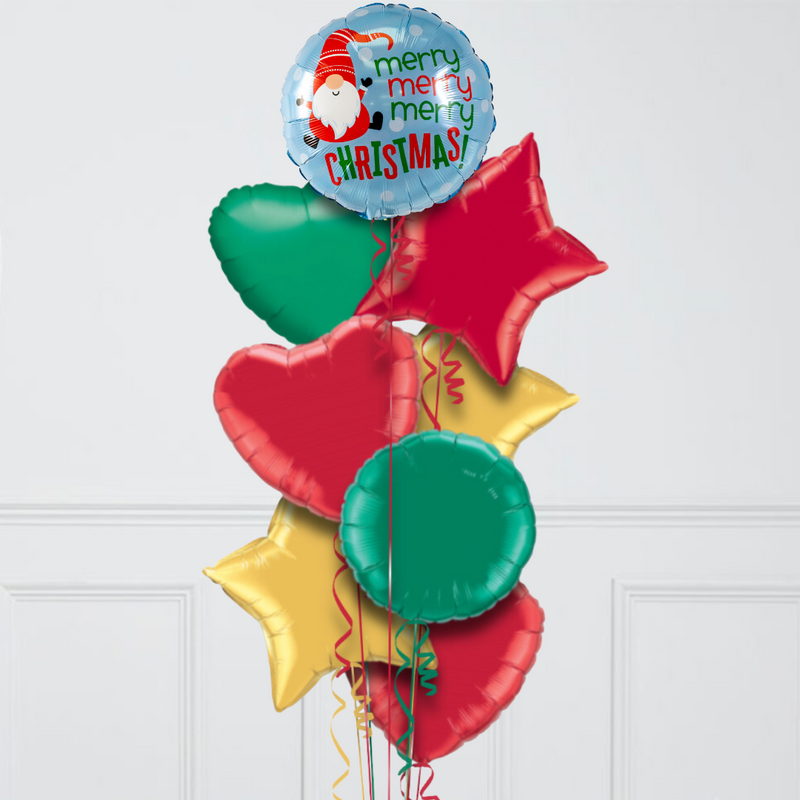 Santa Gnome Merry Christmas Foil Balloon Bunch