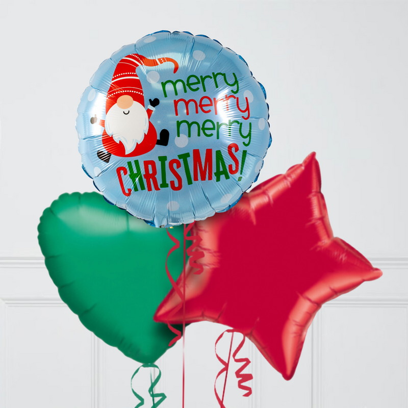 Santa Gnome Merry Christmas Foil Balloon Bunch