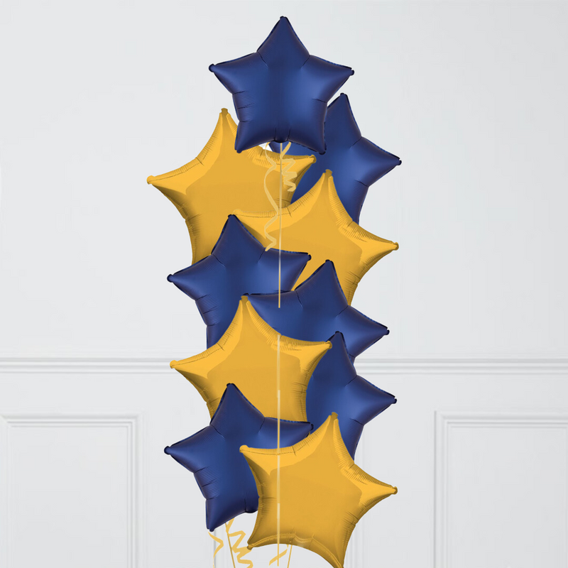 Sapphire Blue Stars Inflated Foil Balloon Bunch