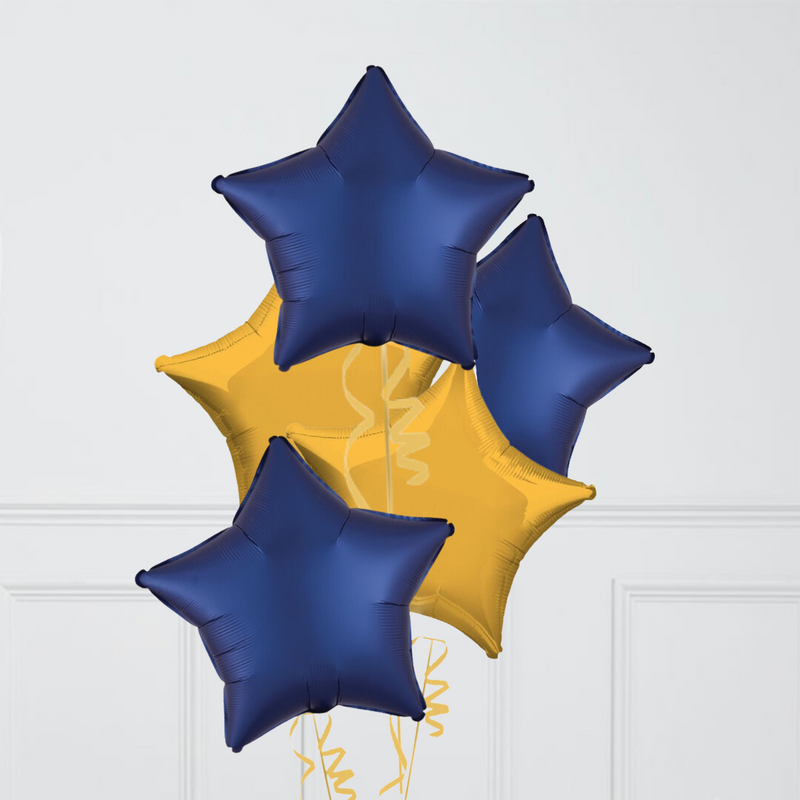 Sapphire Blue Stars Inflated Foil Balloon Bunch