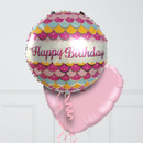 Satin Pink Birthday Inflated Foil Balloon Bunch