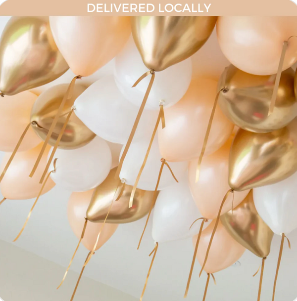 40 Cream Chrome Helium Ceiling Balloons