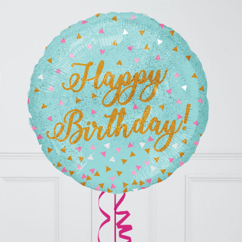 Shimmer Happy Birthday Inflated Foil Balloon Bunch