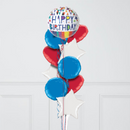 Shining Happy Birthday Inflated Foil Balloon Bunch