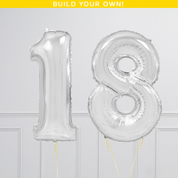 Number Silver Large Shape Balloon