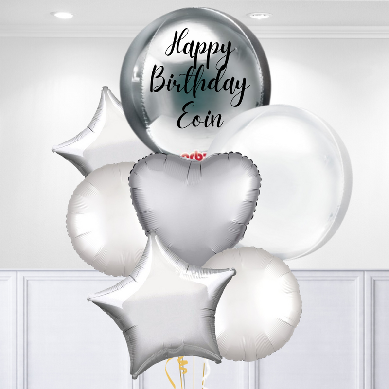 Silver Epic Personalised Giant Balloon Bunch