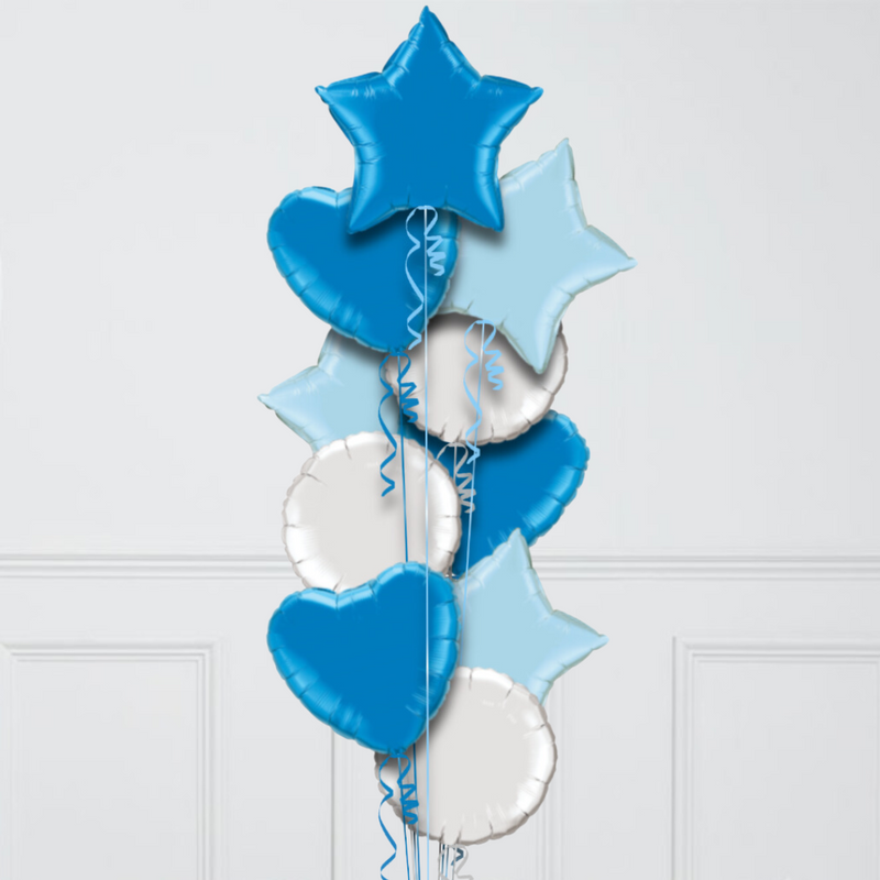 Sky Blue Stars Inflated Foil Balloon Bunch