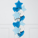 Sky Blue Stars Inflated Foil Balloon Bunch