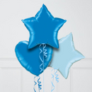 Sky Blue Stars Inflated Foil Balloon Bunch