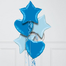 Sky Blue Stars Inflated Foil Balloon Bunch