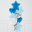 Sky Blue Stars Inflated Foil Balloon Bunch