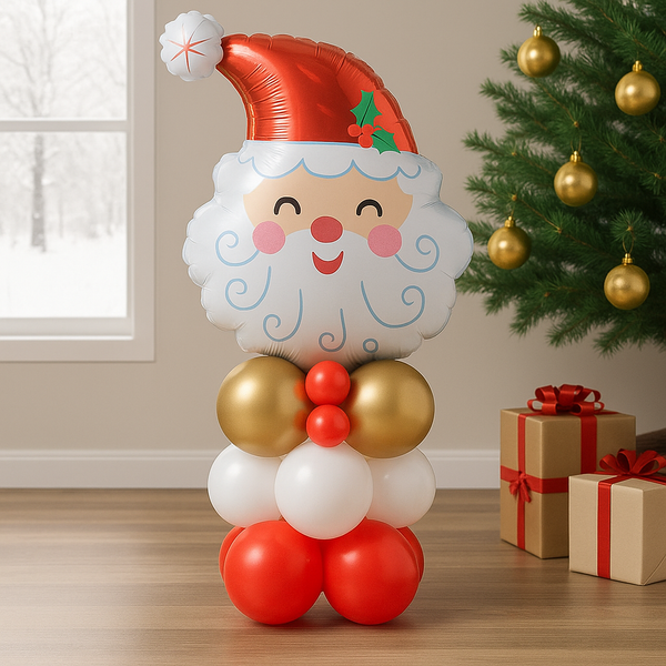 Smiley Santa Christmas Inflated Balloon Stack