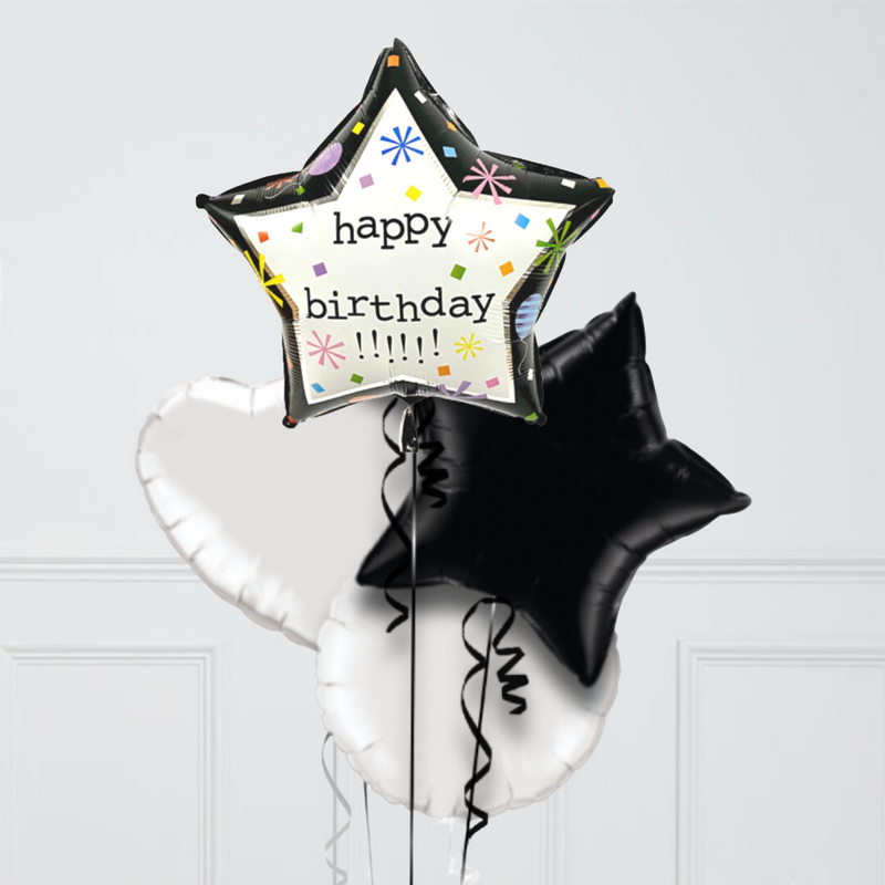 Sparkling Happy Birthday Inflated Foil Balloon Bunch