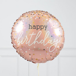 Sparkling Rose Gold Happy Birthday Inflated Foil Balloon Bunch