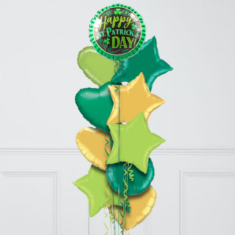 St Patrick's Day Clover Inflated Foil Balloon Bunch