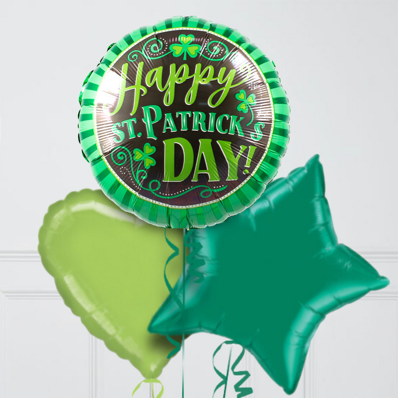 St Patrick's Day Clover Inflated Foil Balloon Bunch