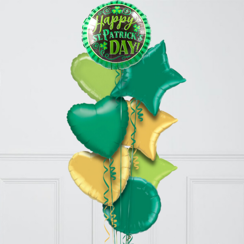 St Patrick's Day Clover Inflated Foil Balloon Bunch