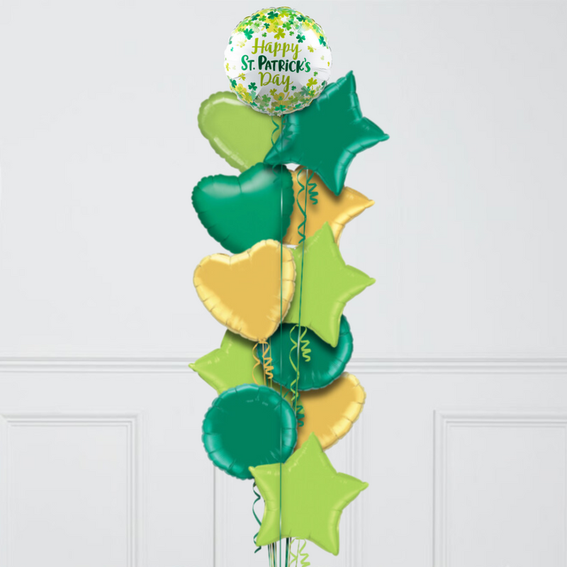 St Patrick's Day Shamrock Inflated Foil Balloon Bunch