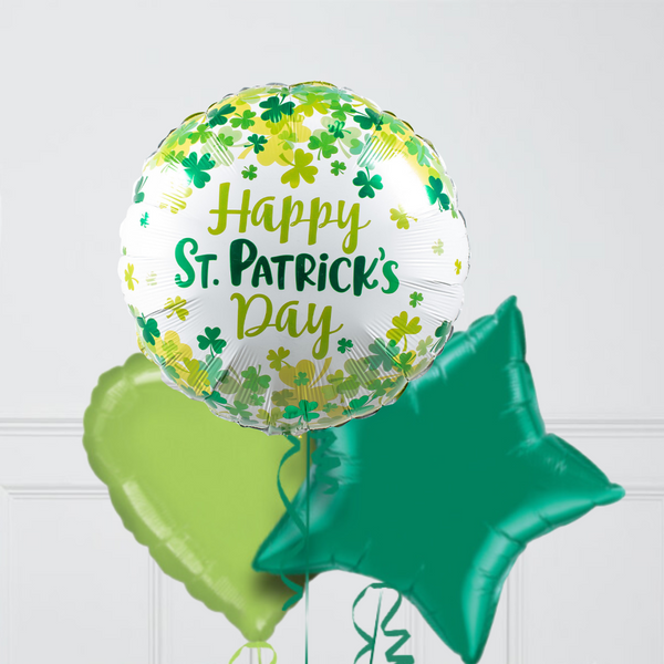 St Patrick's Day Shamrock Inflated Foil Balloon Bunch