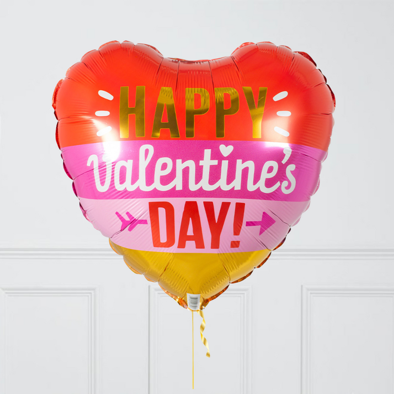 Striped Happy Valentine's Day Hearts Inflated Foil Balloon Bunch