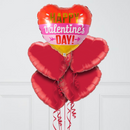 Striped Happy Valentine's Day Hearts Inflated Foil Balloon Bunch