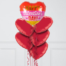 Striped Happy Valentine's Day Hearts Inflated Foil Balloon Bunch