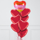 Striped Happy Valentine's Day Hearts Inflated Foil Balloon Bunch