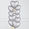 Stylish Silver Hearts Inflated Foil Balloon Bunch