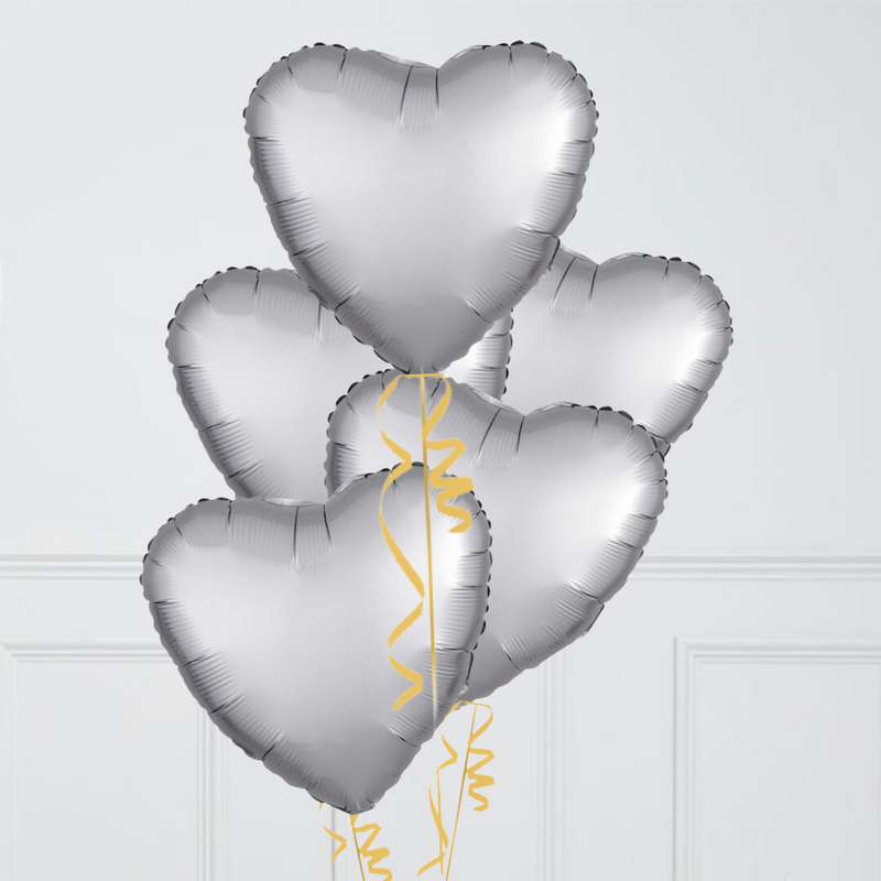 Stylish Silver Hearts Inflated Foil Balloon Bunch