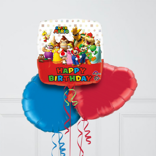 Super Mario Inflated Foil Balloon Bunch