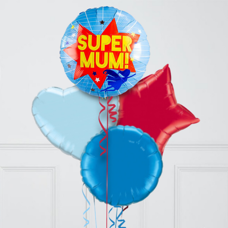 Super Mum Mother's Day Inflated Foil Balloon Bunch