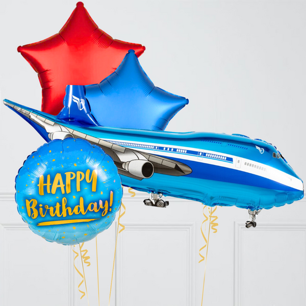 Blue Aerplane Inflated Balloon Package