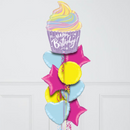 Sweet Birthday Cupcake Inflated Foil Balloon Bunch