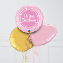 Sweet Christening Pink Girl Foil Balloon Bouquet
