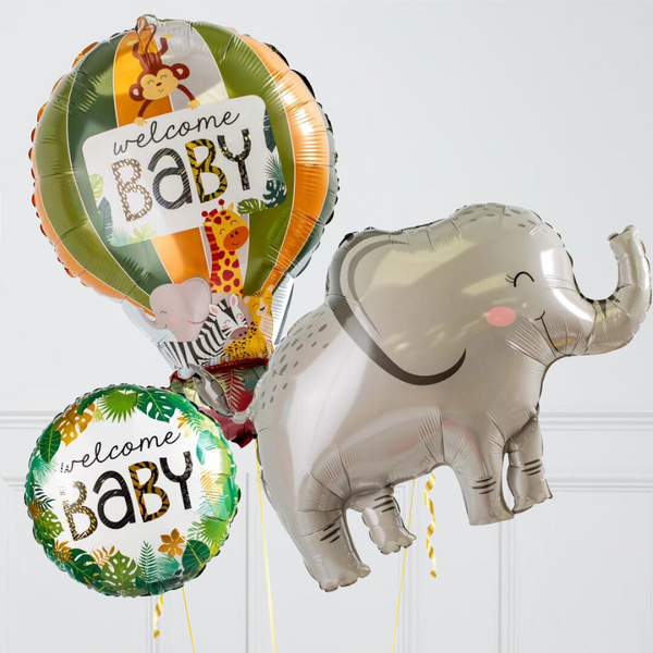 Sweet Safari New Baby Elephant Inflated Large Balloon Bouquet