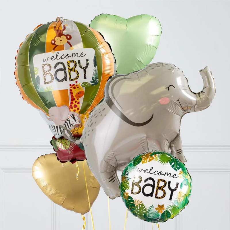 Sweet Safari New Baby Elephant Inflated Large Balloon Bouquet