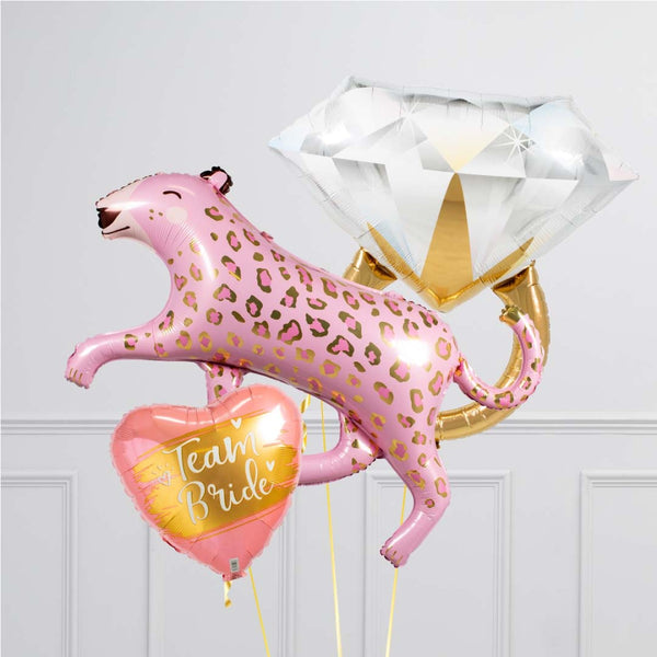 Team Bride Fabulous Pink Leopard Inflated Balloon Bunch