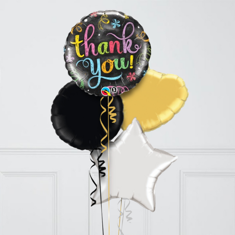 Thank You Gold Stars Inflated Foil Balloon Bunch