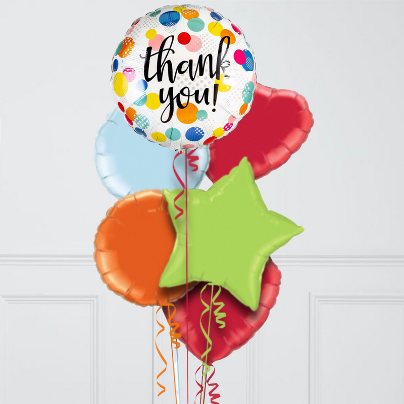 Thank You Rainbow Bright Stars Inflated Foil Balloon Bunch